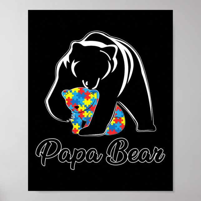 Poster Fun Papa Ours Sensibilisation sur l'autisme Autism (Devant)