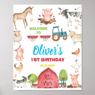 Poster Fun Party Barnyard ferme animal d'anniversaire Bie