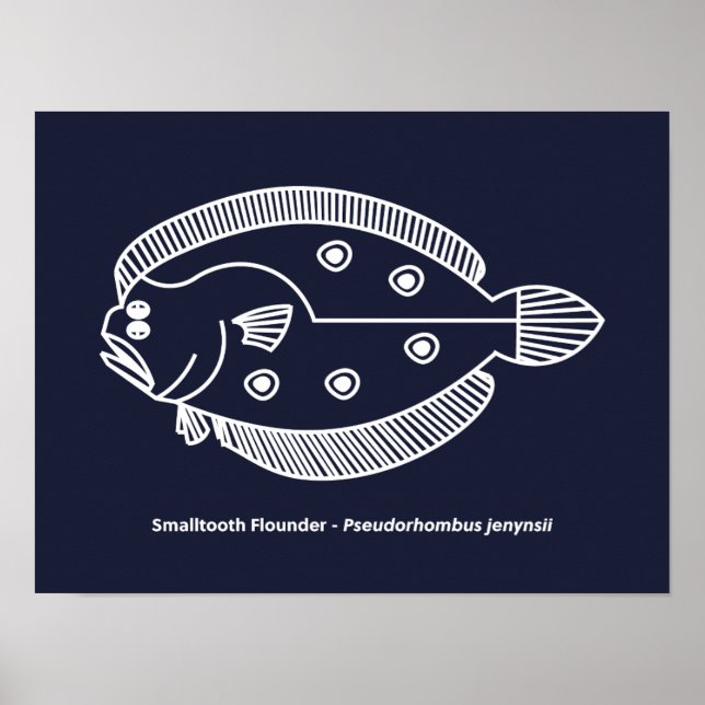 Poster Fun poisson de fond blanc sur le bleu profond (Devant)