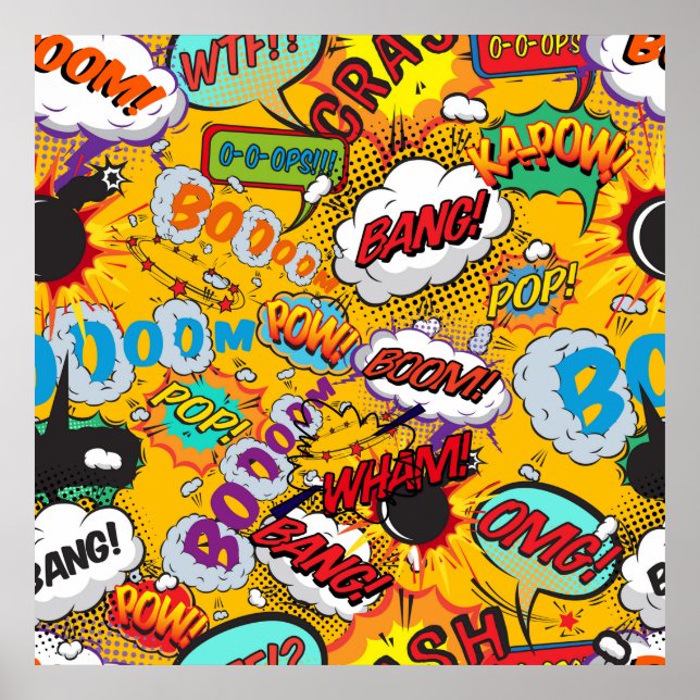 Poster Fun Retro Comic Book Pop Art Explosions (Devant)