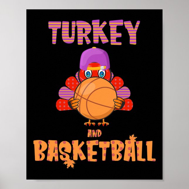 Poster Fun Thanksgiving Turquie joue Basketball Tee Men B (Devant)