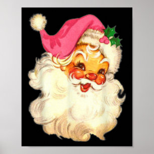 Poster Fun Vintage Pink Santa Claus Design de Noël rose