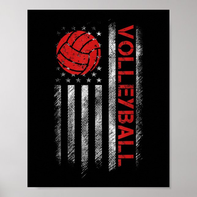 Poster Fun Volleyball Design Pour Hommes Femmes USA Patri (Devant)