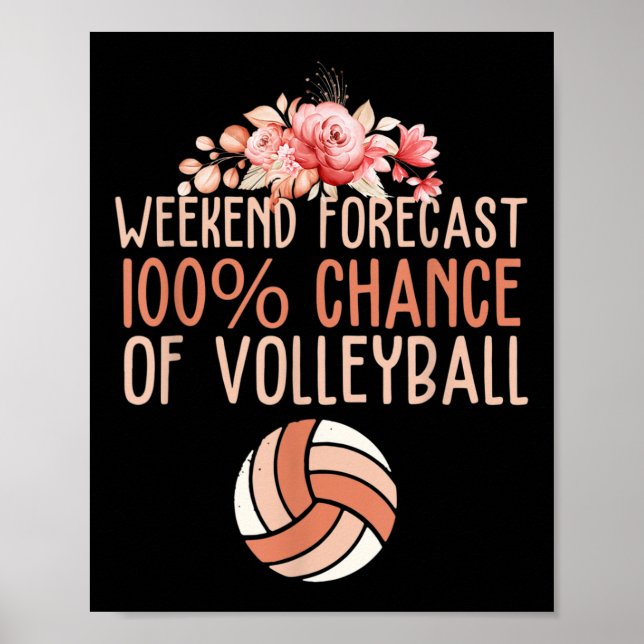 Poster Fun Volleyball Week-end Prévision Volleyball Boho  (Devant)