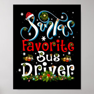 Poster Fun Xmas Lighting Père Noël Favorite Bus Driver Ch