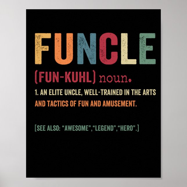 Poster Funcle Funny Uncle Définition, Awesome Legend Hero (Devant)