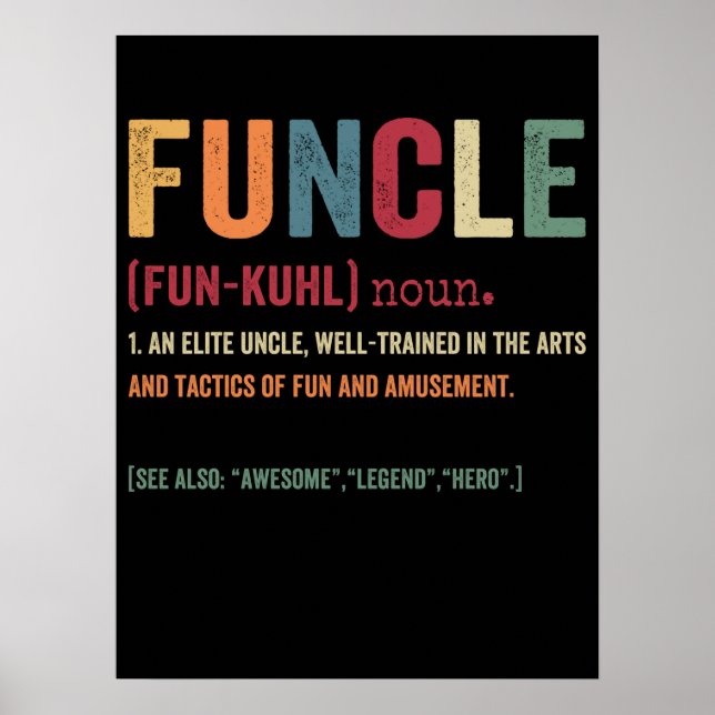 Poster Funcle Funny Uncle Définition, Awesome Legend Hero (Devant)
