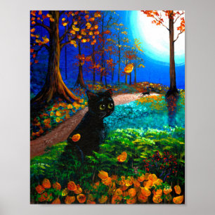 Poster Fundy Chat Lourde Automne Halloween Lune Créationa
