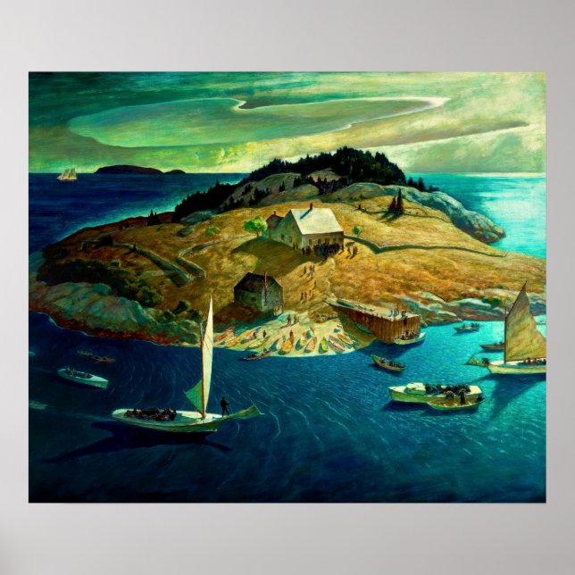 Poster Funérailles de l'île par Newell Convers Wyeth (Devant)