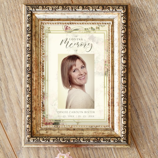 Poster Funérailles romantiques Vintages florales (Créateur téléchargé)