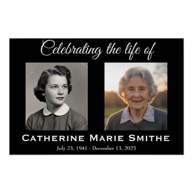 Poster Funeral or Memorial Double Image (Devant)