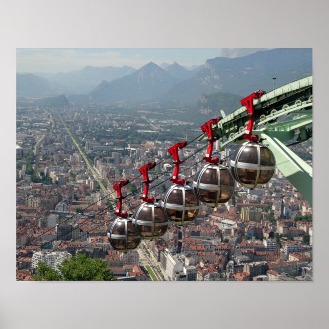 Poster Funiculaire Sur Grenoble, France. (Devant)