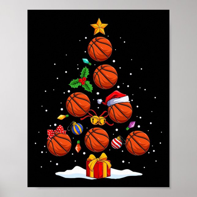 Poster Funky Basketball Noël Arbre Lumières Noël Pour Moi (Devant)