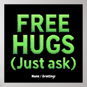 Poster Funky Free Hugs Posez-Vous Simplement À La Famille