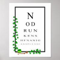 Funky Irish Eye Test Chart Pas de Shenanigans ivre