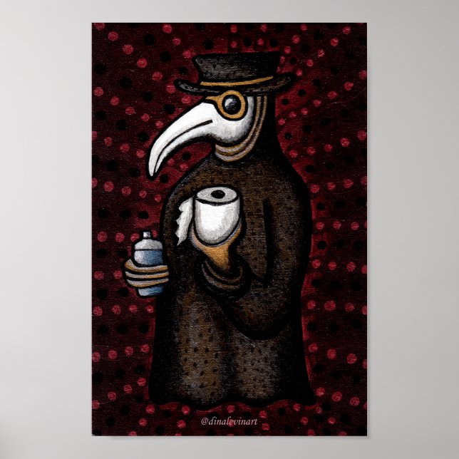 Poster Funky Plague Doctor avec papier toilette (Devant)