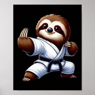 Poster Funky Sloth Karate Martial Arts Japonais Martial A