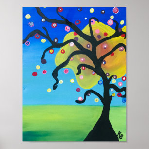 Poster Funky Tree Of Life Peinture Acrylique