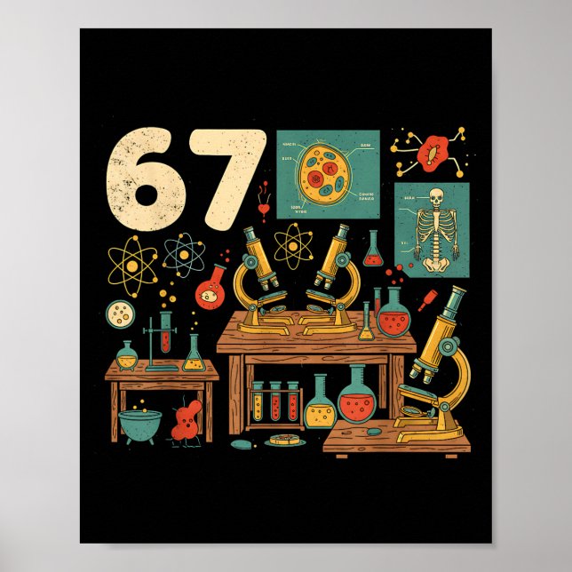 Poster Funny 67 Meme Science Teacher Students Six Seven M (Devant)