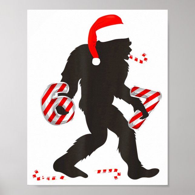 Poster Funny 67 Meme With Bigfoot And Candy Canes Christm (Devant)