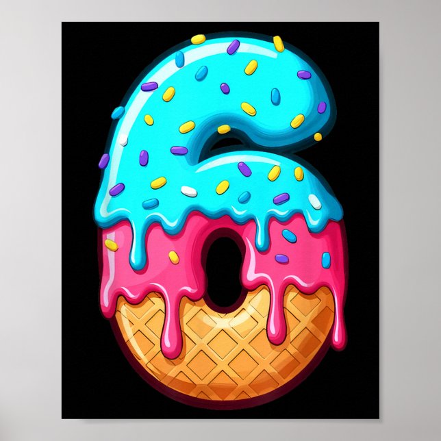 Poster Funny 67 Number 6 Ice Cream Drip Meme Matching Gro (Devant)
