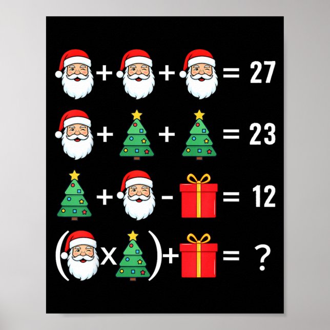 Poster Funny 67 Santa Tree Math Teacher Christmas Xmas Hu (Devant)
