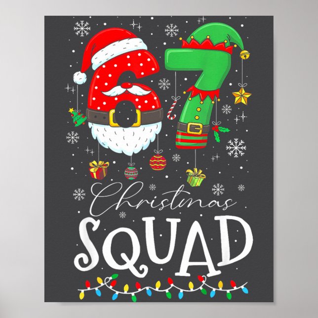 Poster Funny 67 Six Seven Crew Meme Christmas Squad 6 7 S (Devant)