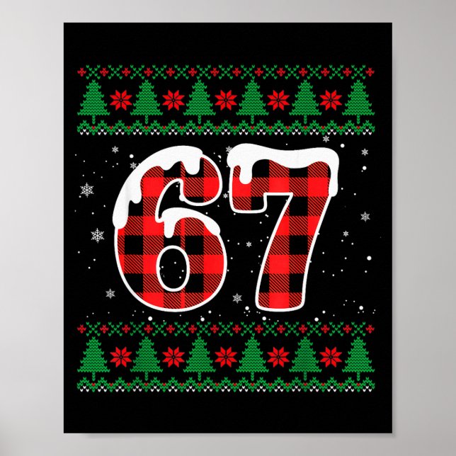 Poster Funny 67 Six Seven Meme Brainrot Cringe Christmas  (Devant)