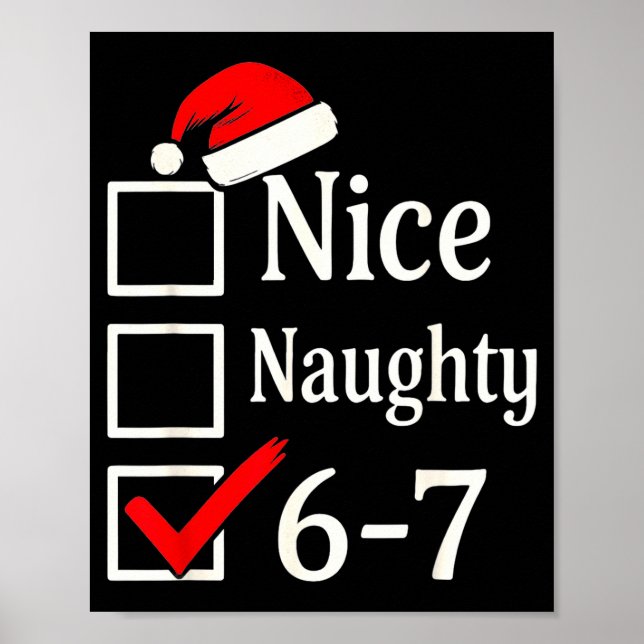 Poster Funny 6-7 Meme Nice Naughty 67 Christmas Brain Rot (Devant)