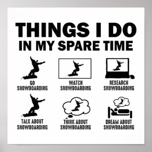 Poster Funny 6 choses que je fais dans mon temps libre de