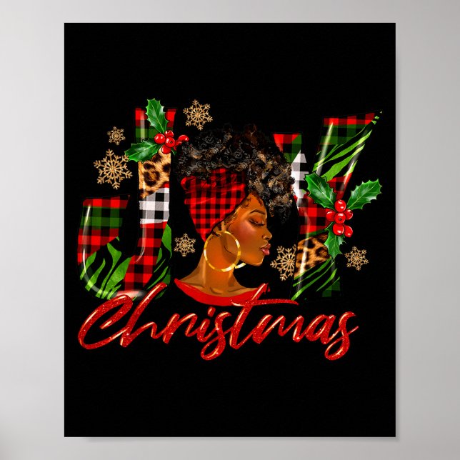 Poster Funny African American Joy Christmas Black Woman A (Devant)
