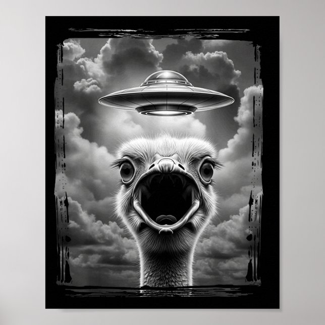 Poster Funny Alien Turkey Ufo Selfie Thanksgiving Meme  (Devant)