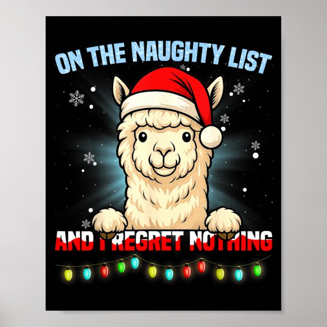 Poster Funny Alpaca Christmas Santa Hat Xmas Men Women Ki (Devant)