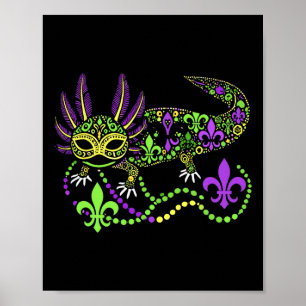 Poster Funny Axolotl Mardi Gras Festival Carnaval Femmes