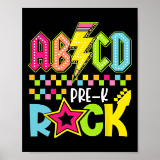 Poster Funny Back To School Lightning Bolt Pre K Rock Kid