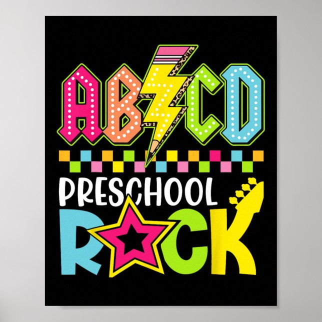 Poster Funny Back To School Lightning Bolt Preschool Rock (Devant)