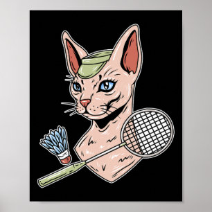 Poster Funny Badminton Devon Rex Navette de chat