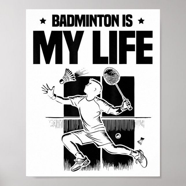 Poster Funny Badminton Player Love Shuttle Design 1  (Devant)