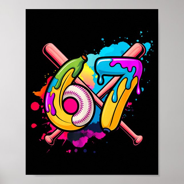 Poster Funny Banana Baseball 67 Ice Cream Drip Meme  (Devant)