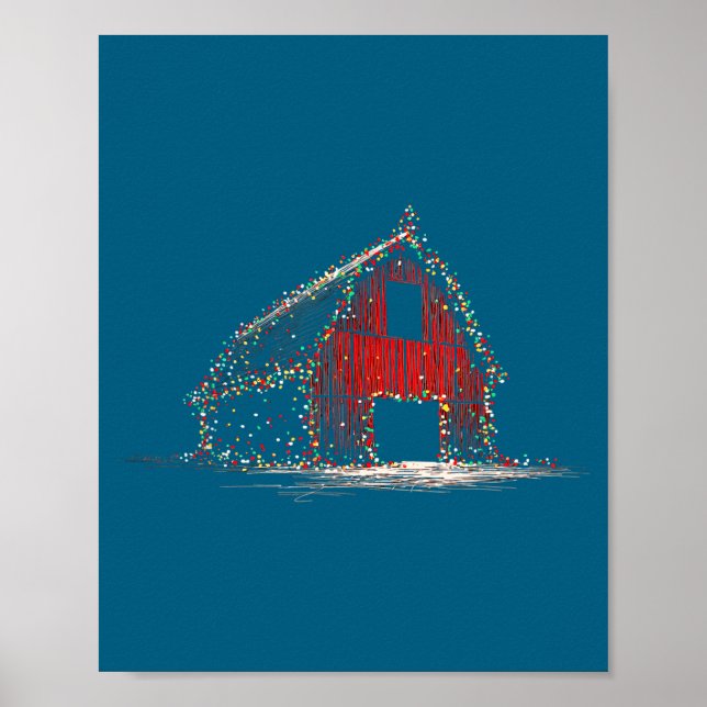 Poster Funny Barn Christmas Graphics Lights Lover Farm Fa (Devant)