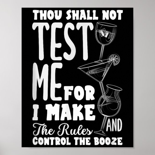 Poster Funny Bartender Thou Shall Not Test Me Quote  (Devant)