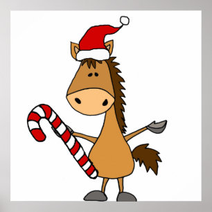 Poster Funny Bay Horse à Noël à Santa Hat