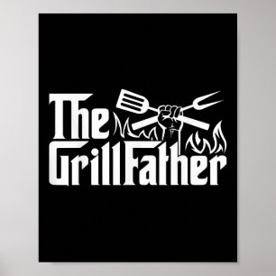 Poster Funny Bbq Papa Retro Grill Père Mens Fête des père