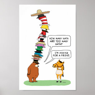 Poster Funny Bear Wearing Many Hats