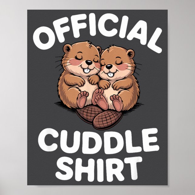 Poster Funny Beavers Hugging Cuddle  (Devant)