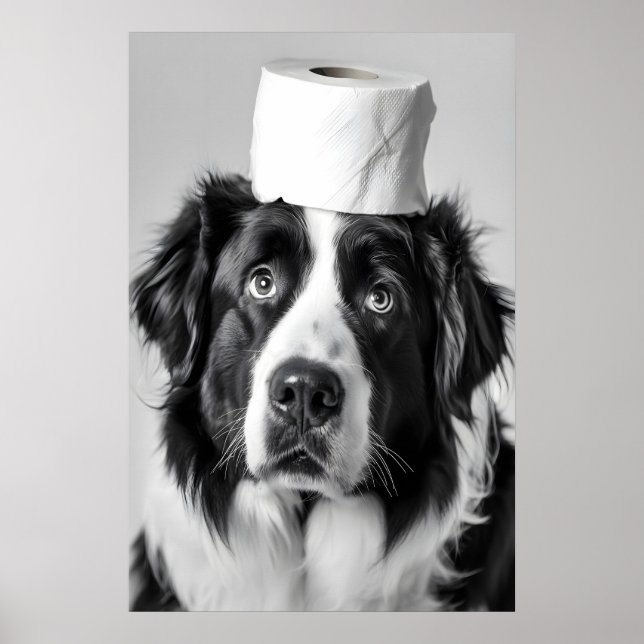 Poster Funny Bernese Mountain Dog Bathroom Print, Toilet (Devant)