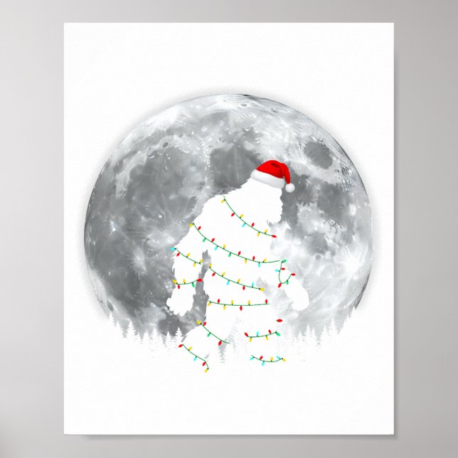 Poster Funny Bigfoot Santa Moon Christmas Lights Xmas Sas (Devant)