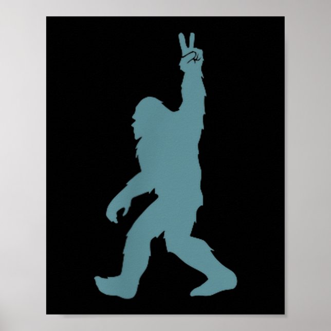 Poster Funny Bigfoot Sasquatch Peace Sign Big Foot Squatc (Devant)