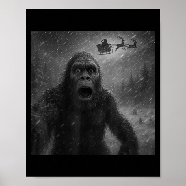 Poster Funny Bigfoot Sasquatch Selfie Santa Claus Xmas Ch (Devant)