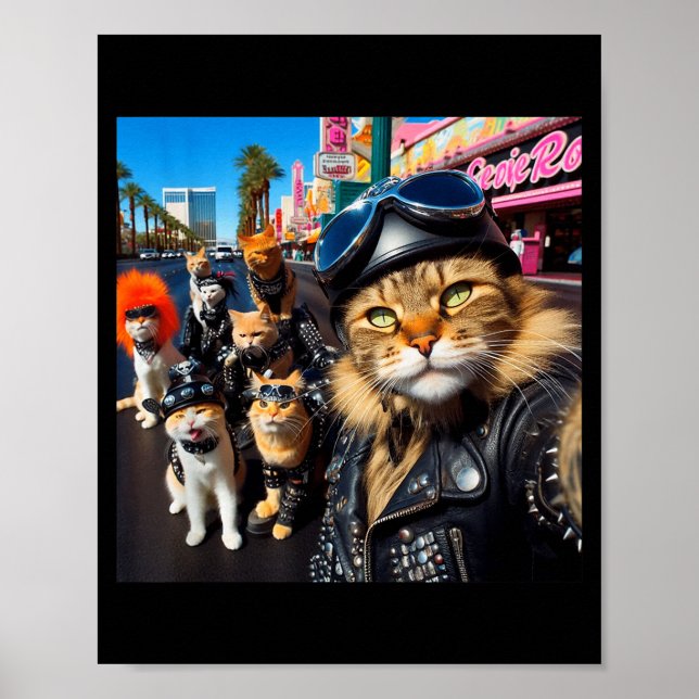 Poster Funny Biker Cats Gangster Cats Street Motorcycle C (Devant)